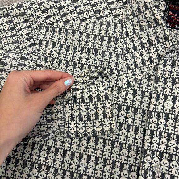 Vintage 70s Dino‎ Divino Creazzione AOP Bunny Patterned Gray Mens L Disco Shirt - Picture 6 of 9